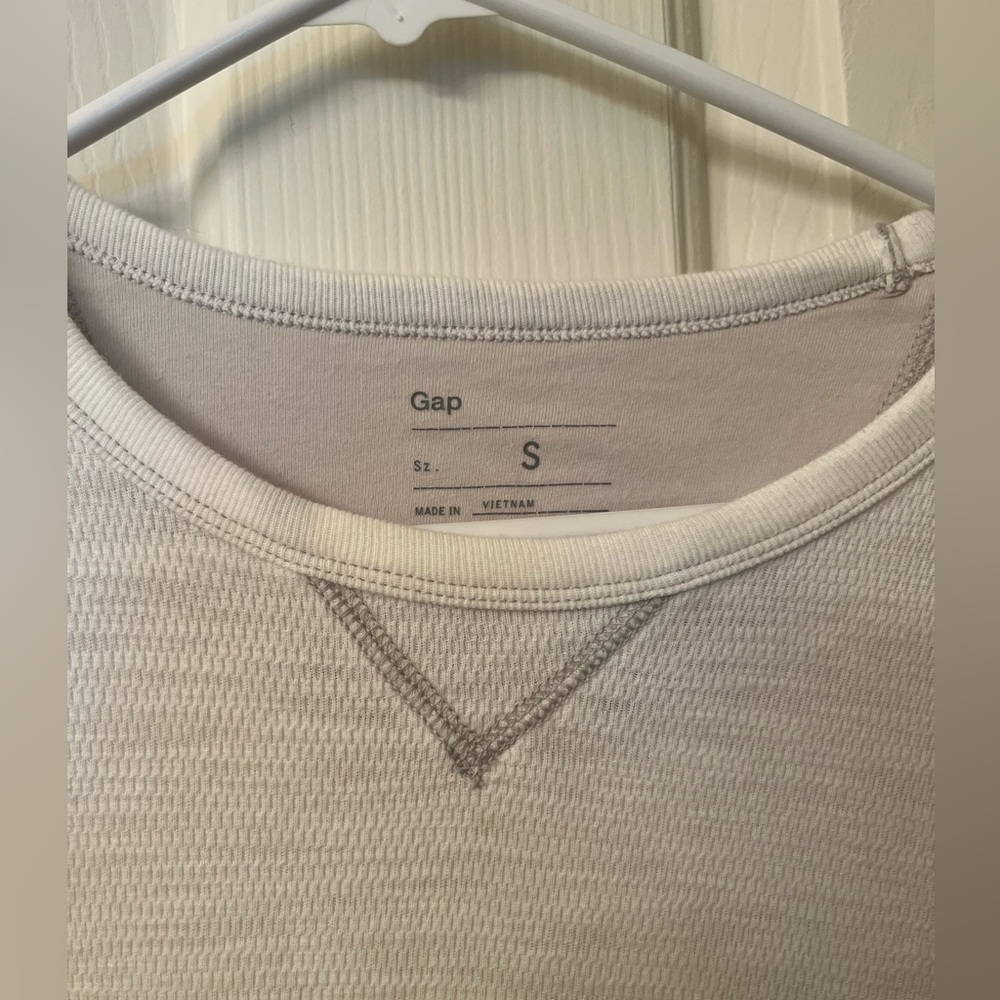 Gap white long sleeved waffle shirt